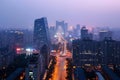 Panoramic Night View of City From Buildings Rooftop, Royalty Free Stock Photo